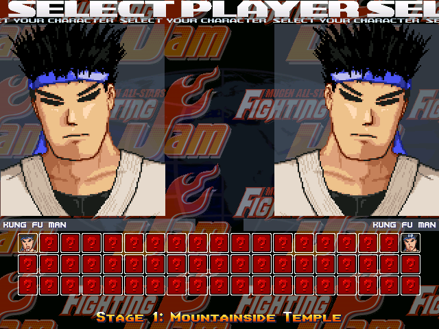 Screenshot of the 57 slot version of the select screen