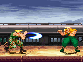 Screenshot featuring Guile performing Sonic Boom