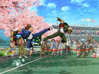 Screenshot featuring Shingo performing Shingo Kick